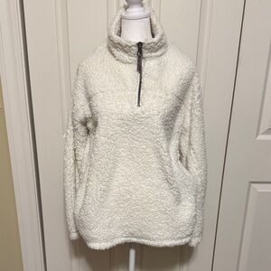 Dylan White Sherpa Quarter-Zip Hoodie